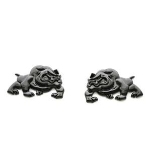 Pair Bulldog Side Left and Right Car Truck Metal Emblems 3D Badges Decals Black